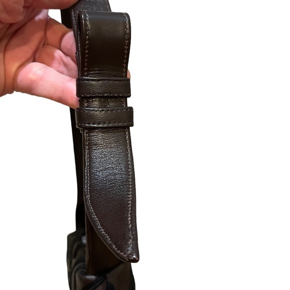 Sharif Brown Leather w/ Black Embroidery Detail Shoulder Bag - Picture 9 of 11